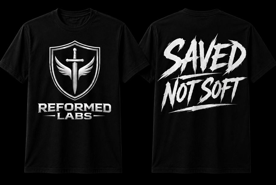 Saved Not Soft tee — black, SAVED NOT SOFT back print